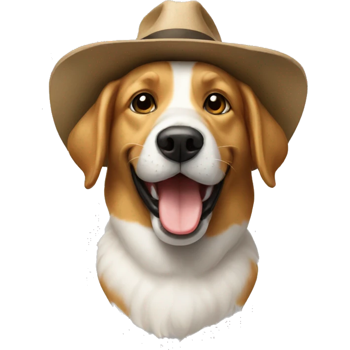 a happy dog with a hat on his head emoji
