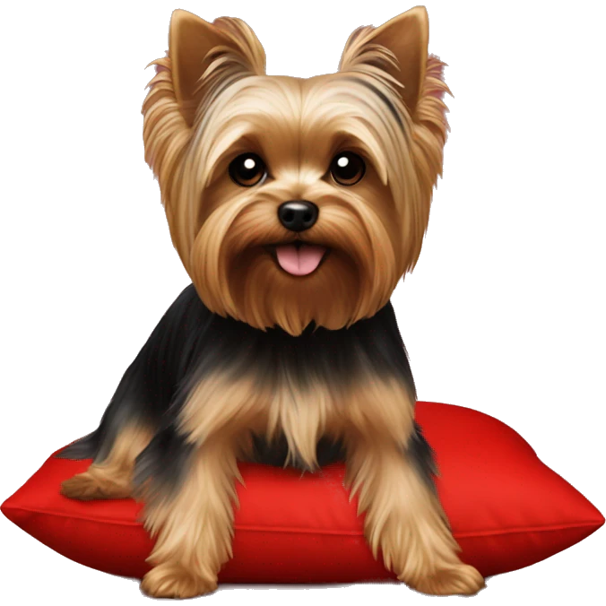 Yorkie on red pillow emoji