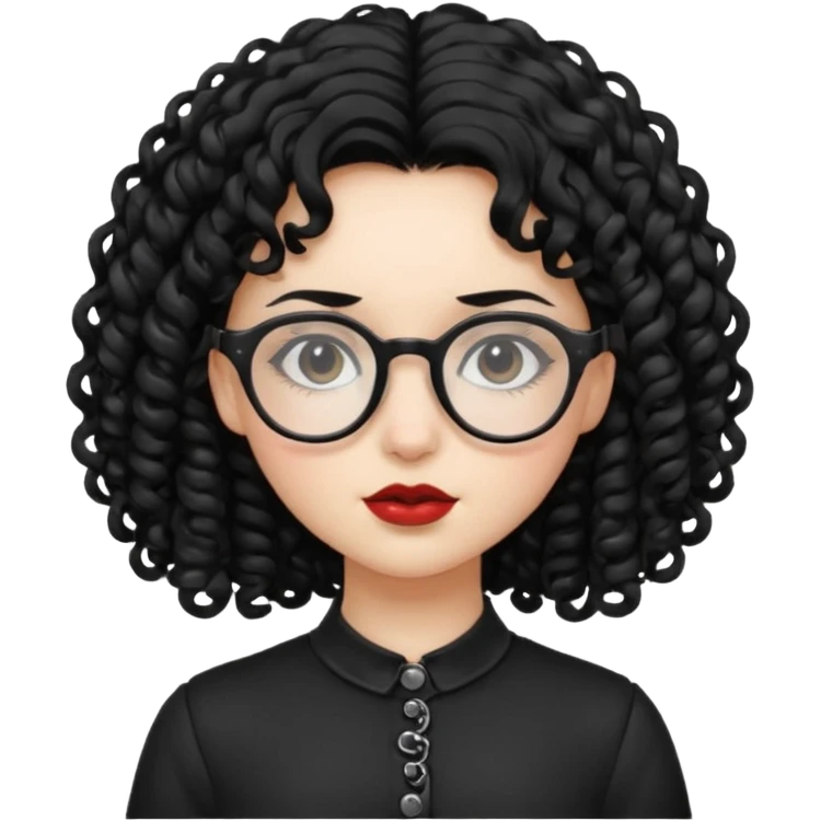 curly gothic girl with glasses emoji