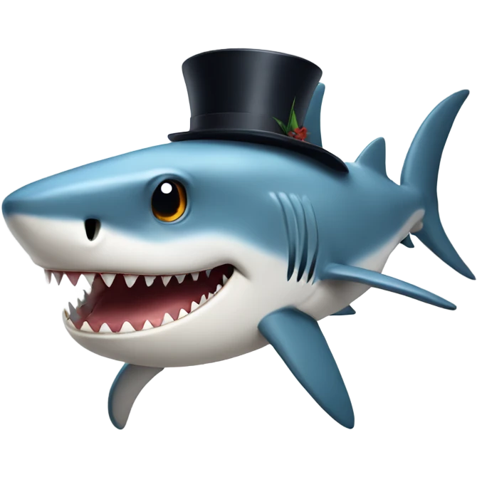 Shark with a top hat emoji
