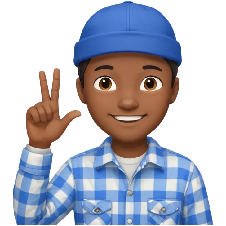 Emoji of a young man with dark hair, wearing a blue cap and a white flannel shirt, the young man is making a "like" gesture with his right hand emoji