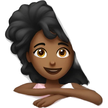 Black hair girl in the bed  emoji