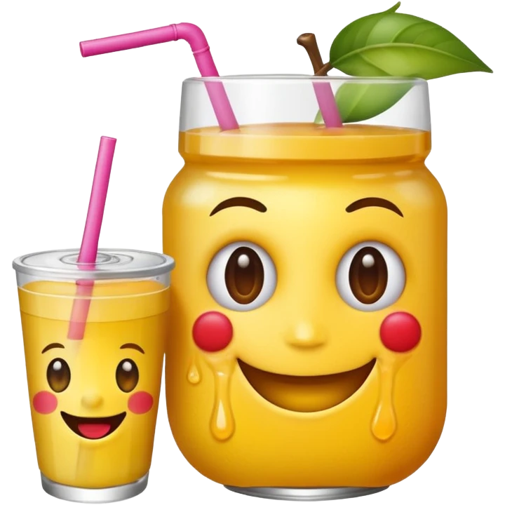 emoticon holding a fruit drink emoji