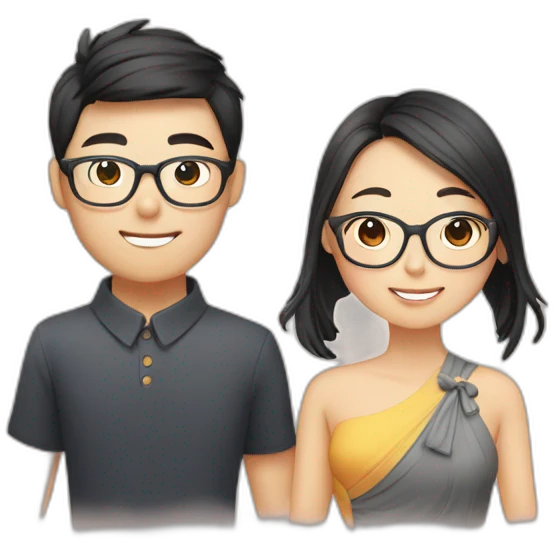 Oh Chinese couple both wear glasses is love each other emoji