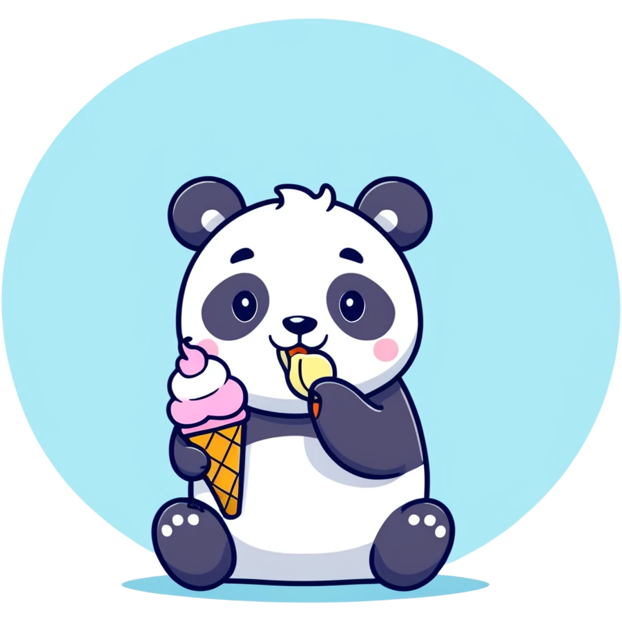 Panda eating ice cream emoji