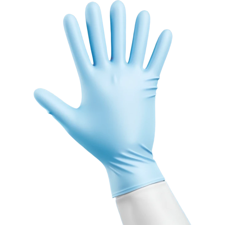 3D render of Latex Glove, forensic investigation aesthetic, sterile clinical lighting, cool blue undertones, sharp high-contrast details, professional clean look. emoji