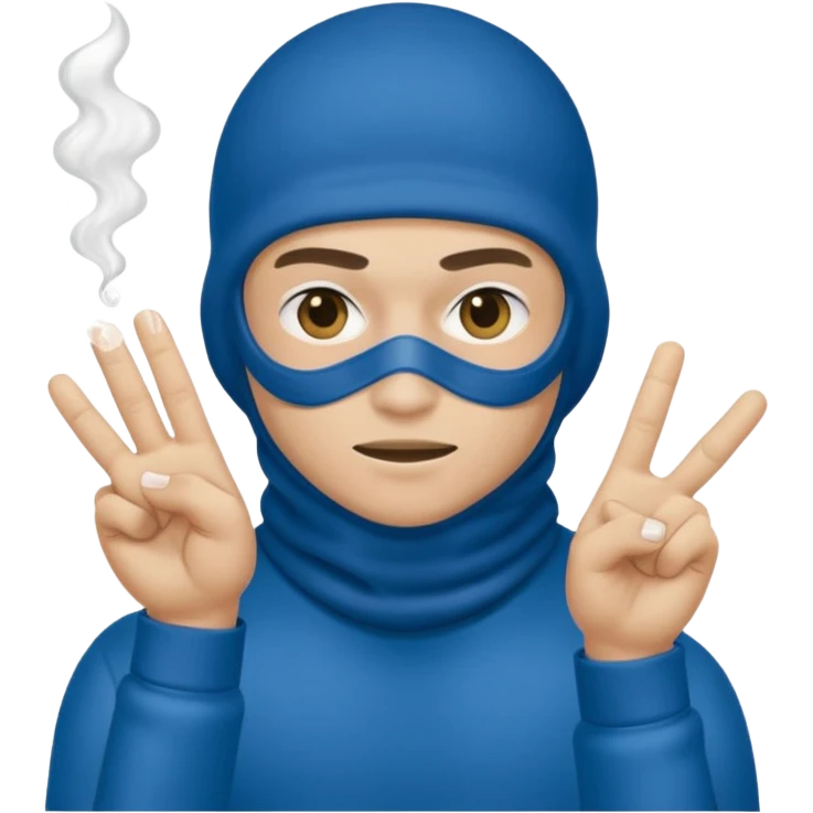 Peux tu me faire un policier gangster avec une cagoule qui fait des doigts shampooing emoji