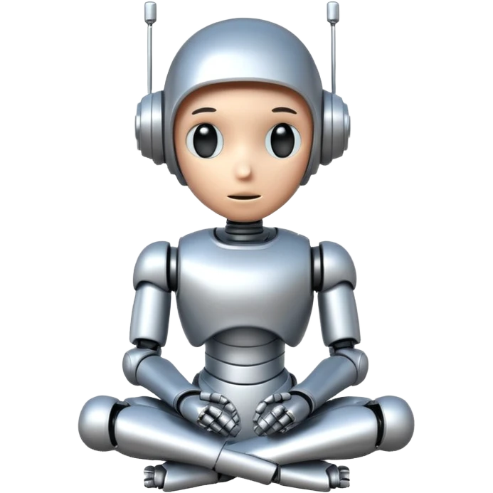 cute robot doing a thinking pose emoji