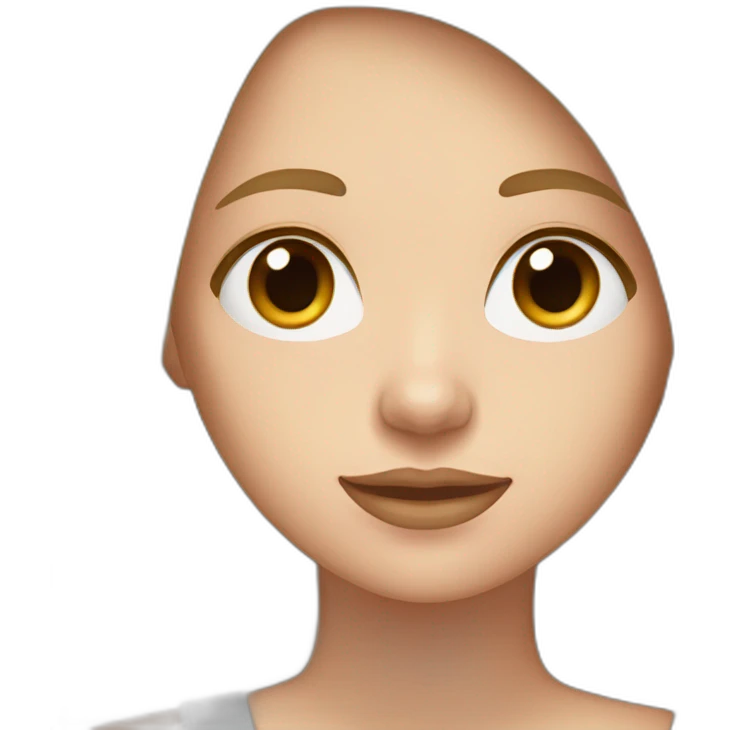 smm white girl with light brown straight long hair and brown eyes with apple macbook emoji