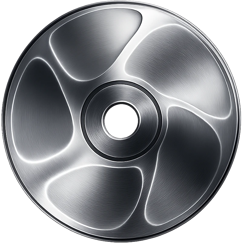 A minimalist CD disc with abstract pattern, glowing effect, blue color emoji