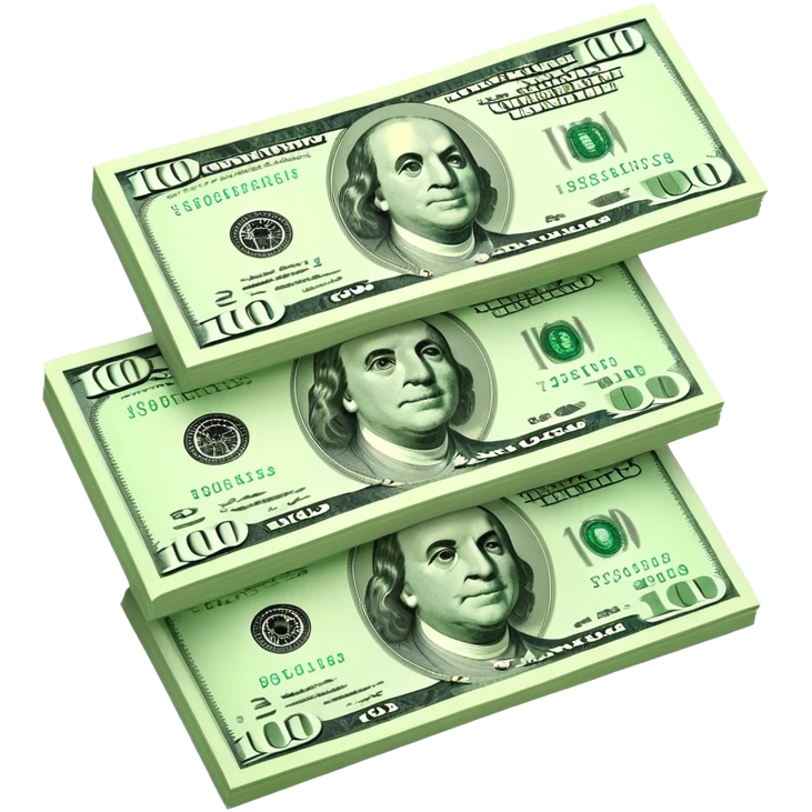 three 100 dollar bills emoji