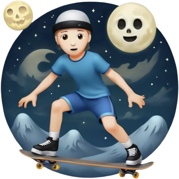  skater boi  ghost skating under a moon emoji