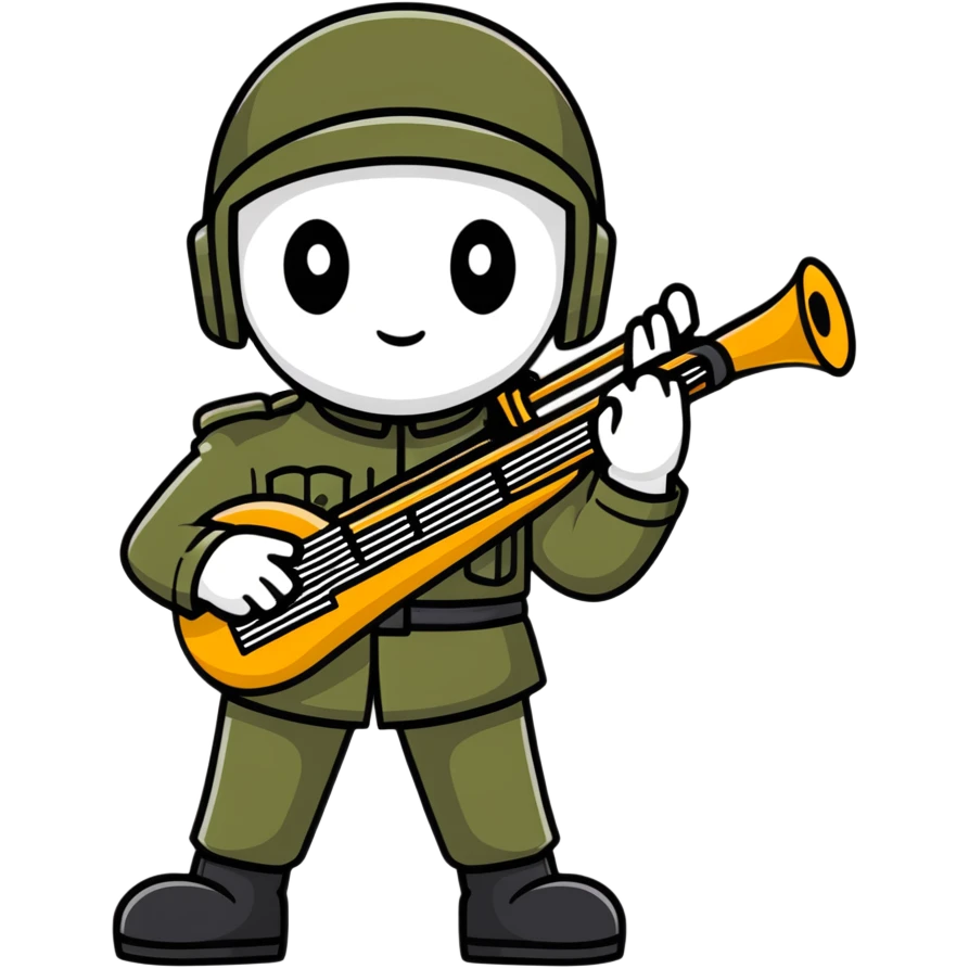 soul soldier character with musical instruments and military-inspired outfit emoji