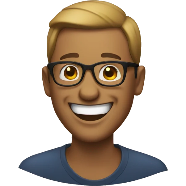 Men with glasses laugh emoji