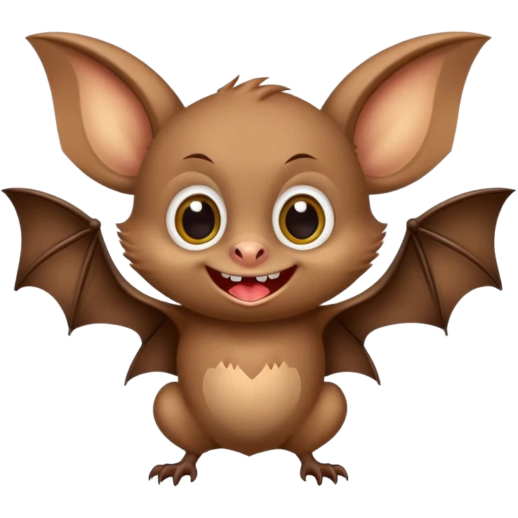 Cheeky little bat mascot for FC Rostov football club, mischievous expression, cute, playful, small bat with big smile emoji