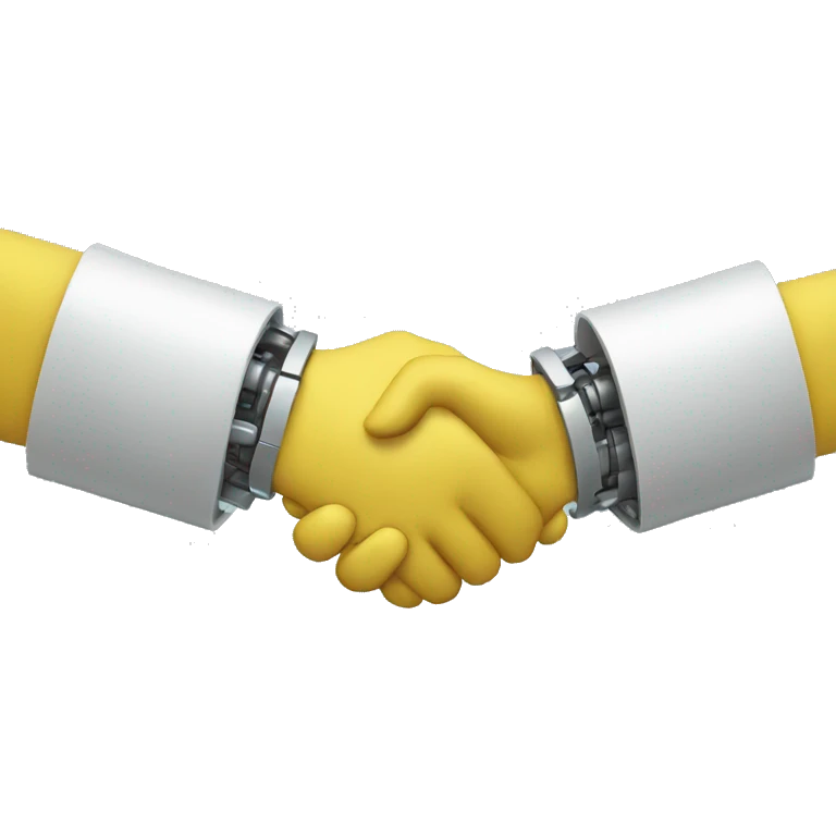 handshake with robot emoji