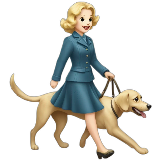 sonja henie walking a dog emoji
