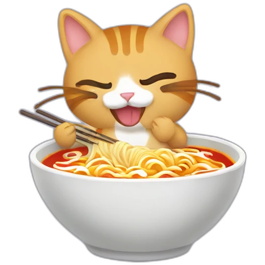 cat eating ramen, contour, shirt design emoji