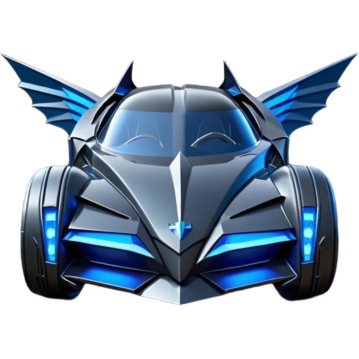  the animated series aerodynamic alien opulent dark knight futuristic concept Batmobile loosely based on 1936 cord 812(flat long straight faceted mechanical body) winged stealthy blue headlight covers street hot rod  emoji