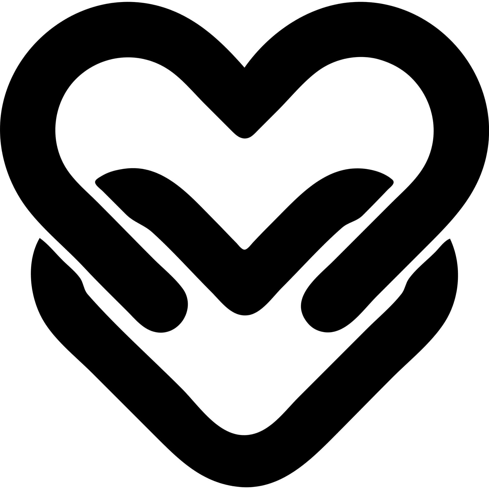 chain heart, solid black icon, bold lines emoji