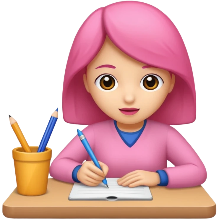 lapiz rosa escribiendo pensando emoji