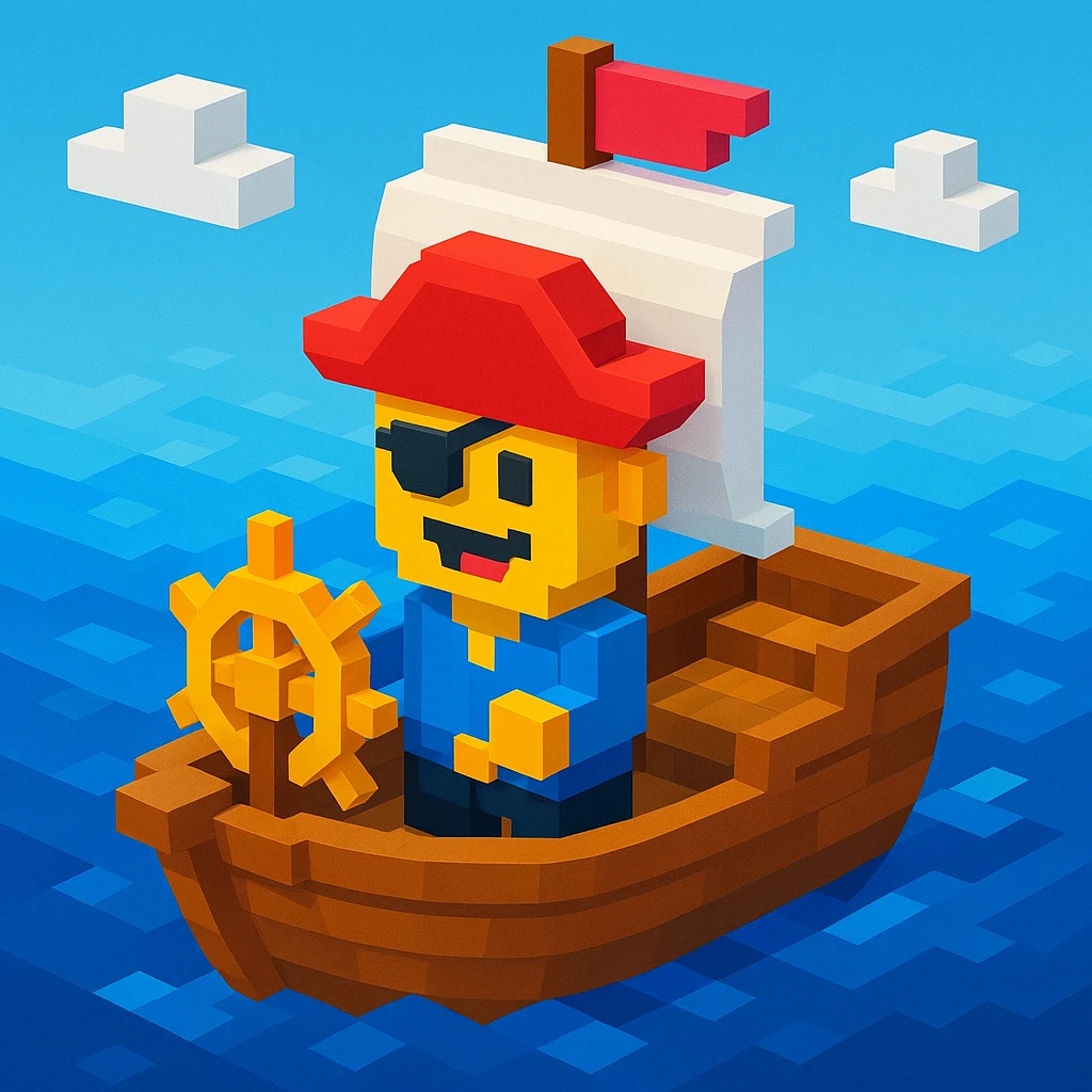 pirate with eyepatch sailing a ship , realistic background emoji