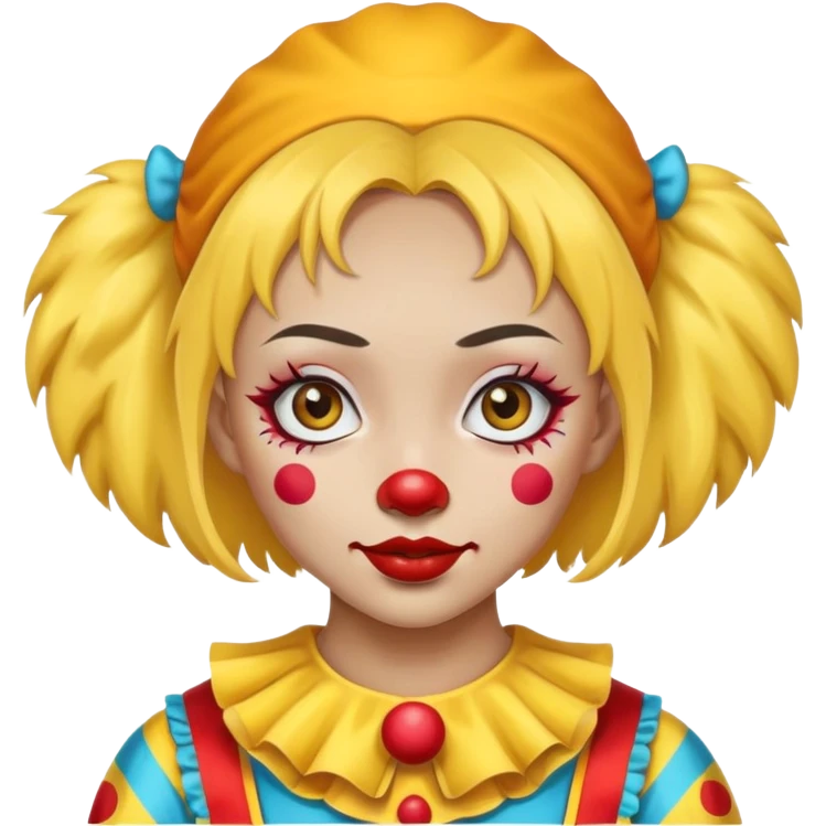 yellow kazakh girl with asian thin eyes and in clown outfit emoji