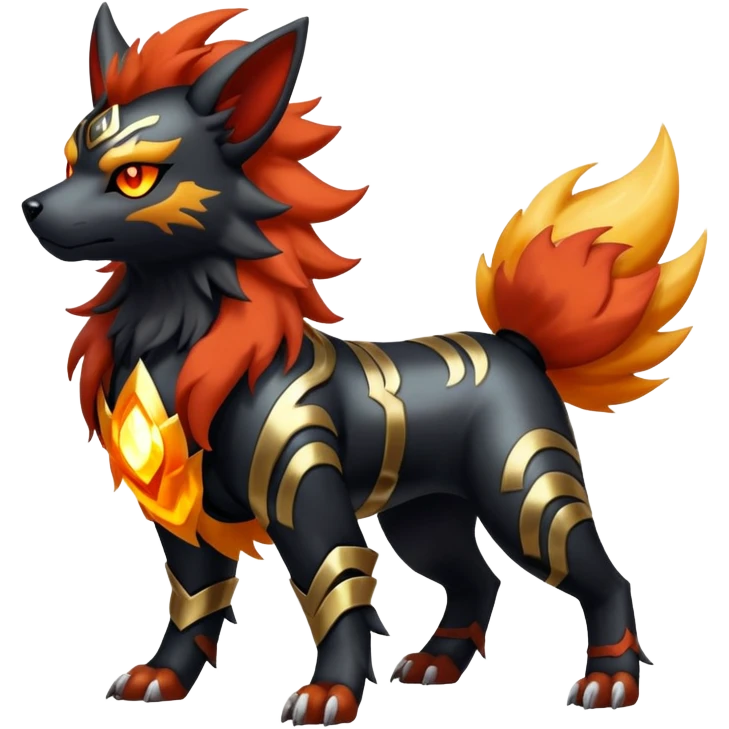 Shiny Gothic Exotic Futuristic Houndoom-Arcanine-Zorua-Torracat-Pokémon-Fakémon-hybrid-creature emoji