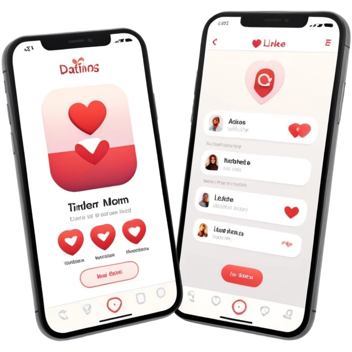 smartphone displaying a Tinder-like dating app interface, but with interior design rooms instead of people profiles, with like and dislike buttons emoji