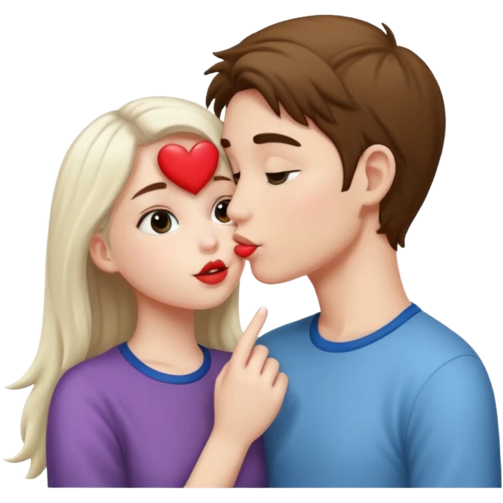 A Cute white skin  boy kissing a white skin girl  emoji