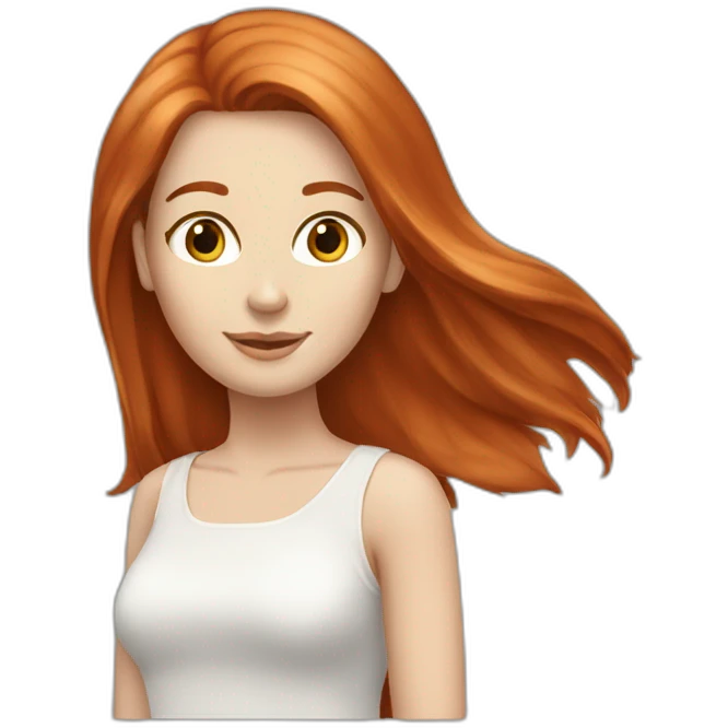 redhead white woman medium long straight hair, in love emoji