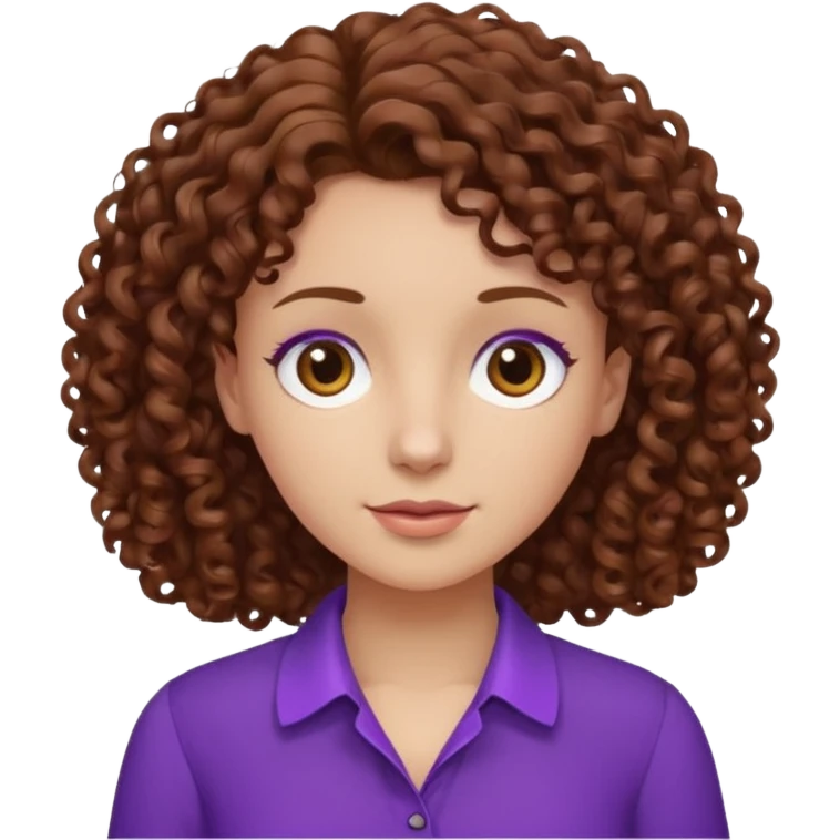 brown curly hair purple blouse emoji