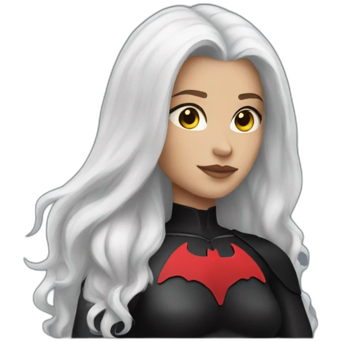 Batwoman white skin dark long hair emoji