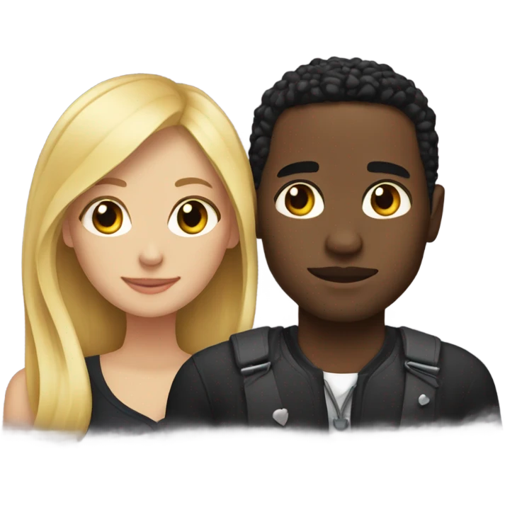 Blonde woman and black man in love  emoji