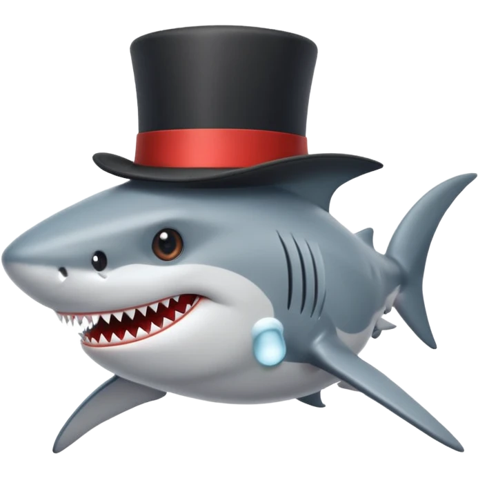 Shark with a top hat emoji