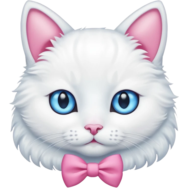 White cat blue eyes with a pink bow  emoji