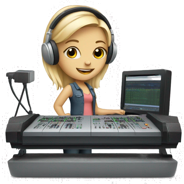 Audio technician blonde girl with an audio desk emoji