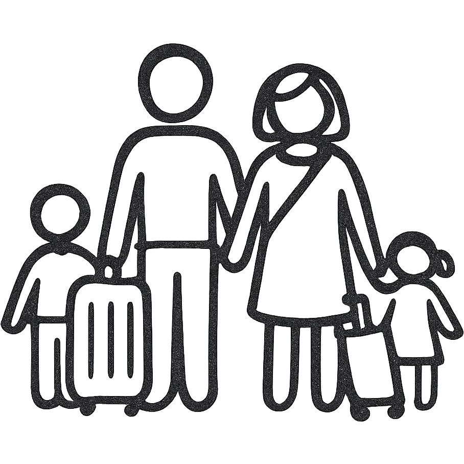 una familia viajando, estilo minimalista, minimalistic hand drawn icon style emoji