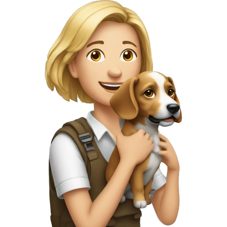 une personne agée sur un chien emoji