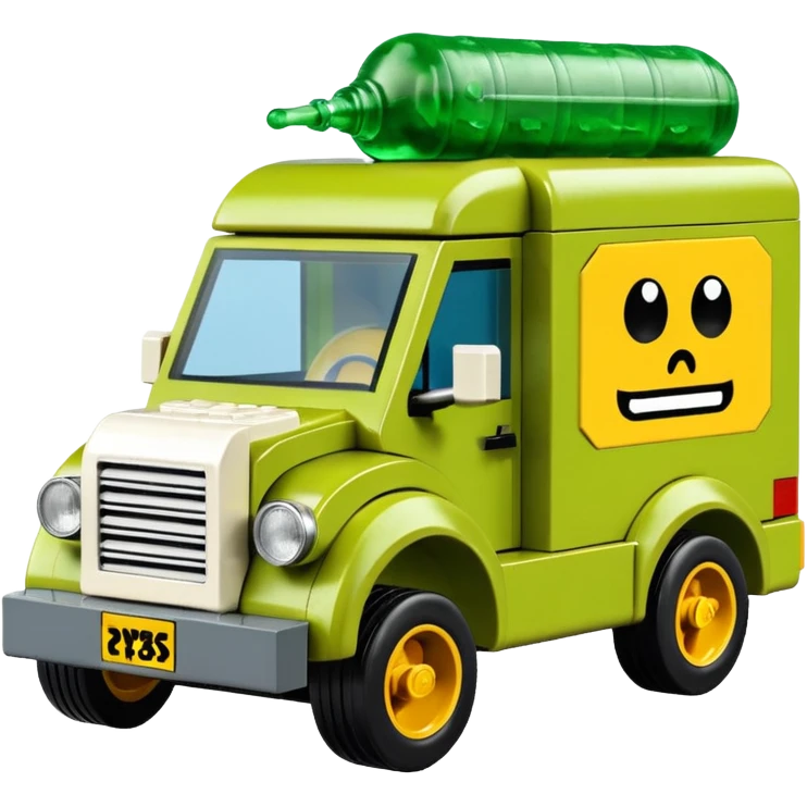 Heroic Lego SuperBug Ron’s toxic slime-oozing exterminator antique tall moving van hot rod(motto: We come You pay) emoji