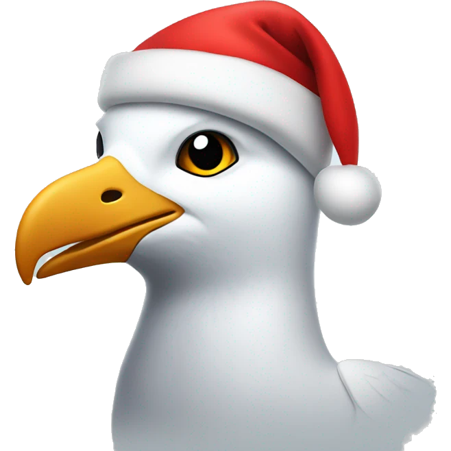 Seagull wearing a santa hat emoji