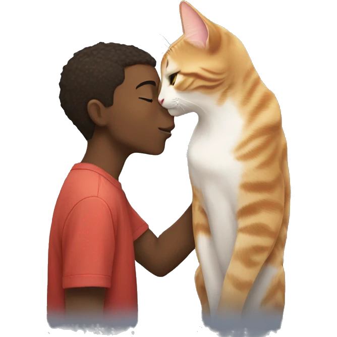 cat kisses boy emoji