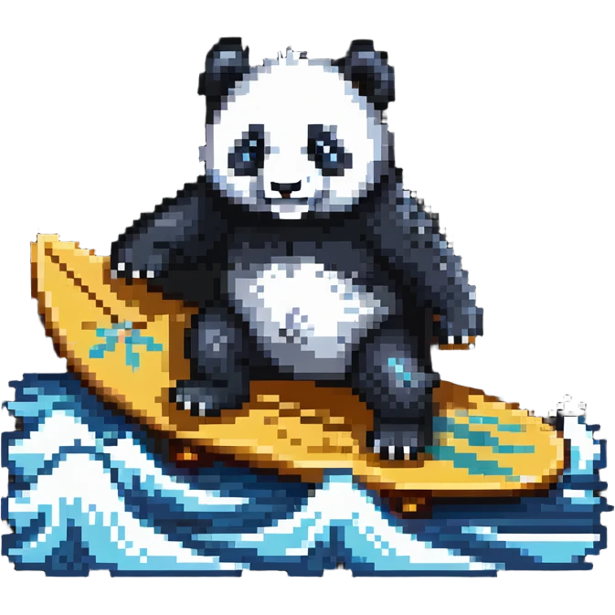 panda surfing on a wave emoji