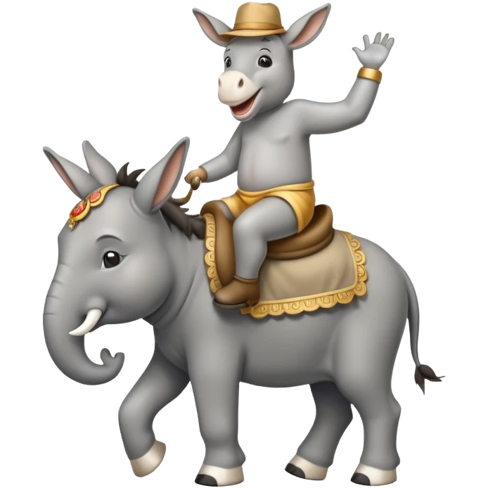 Dancing donkey on elephant emoji