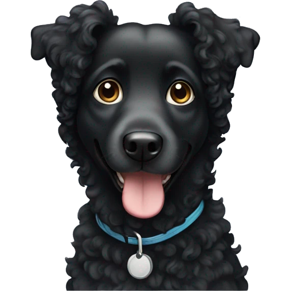 Black curly haired dog emoji