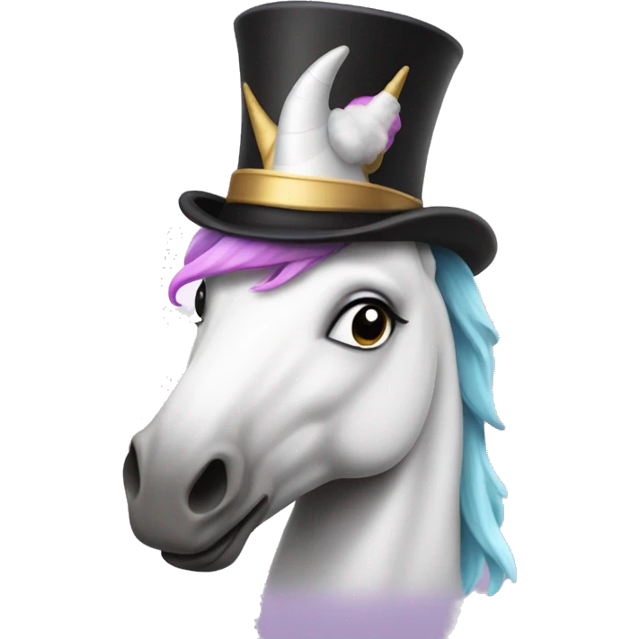 Unicorn wearing a top hat emoji