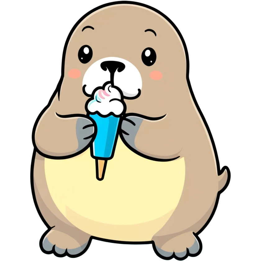 Tricheco che mangia gelato emoji