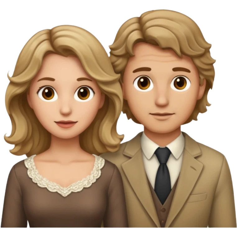 Married couple male dirty blonde hair and female brown wavy hair emoji