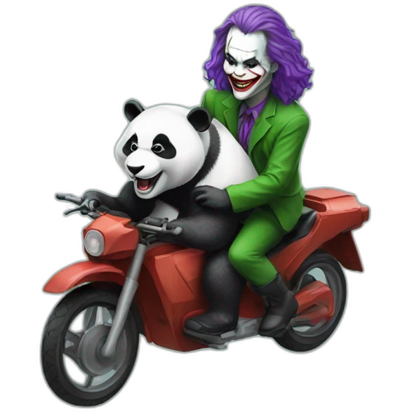 The Joker riding a panda emoji
