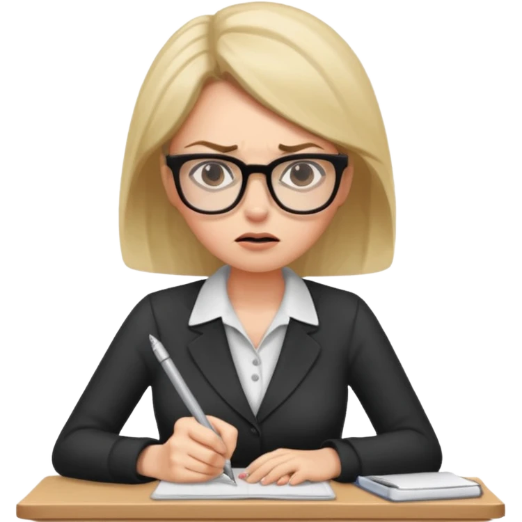 frau schreibt wütend eine bewerbung emoji